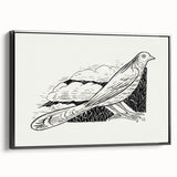 Modern Wall Art - Minimalist Dove Illustration | Elegant Black & White Art