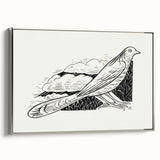 Modern Wall Art - Minimalist Dove Illustration | Elegant Black & White Art