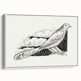 Modern Wall Art - Minimalist Dove Illustration | Elegant Black & White Art