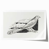 Modern Wall Art - Minimalist Dove Illustration | Elegant Black & White Art