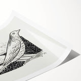 Modern Wall Art - Minimalist Dove Illustration | Elegant Black & White Art