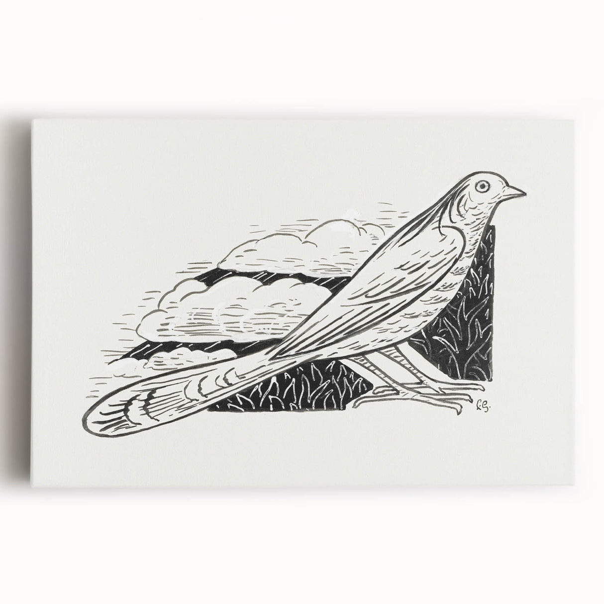 Modern Wall Art - Minimalist Dove Illustration | Elegant Black & White Art