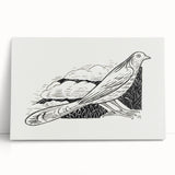 Modern Wall Art - Minimalist Dove Illustration | Elegant Black & White Art