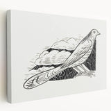 Modern Wall Art - Minimalist Dove Illustration | Elegant Black & White Art