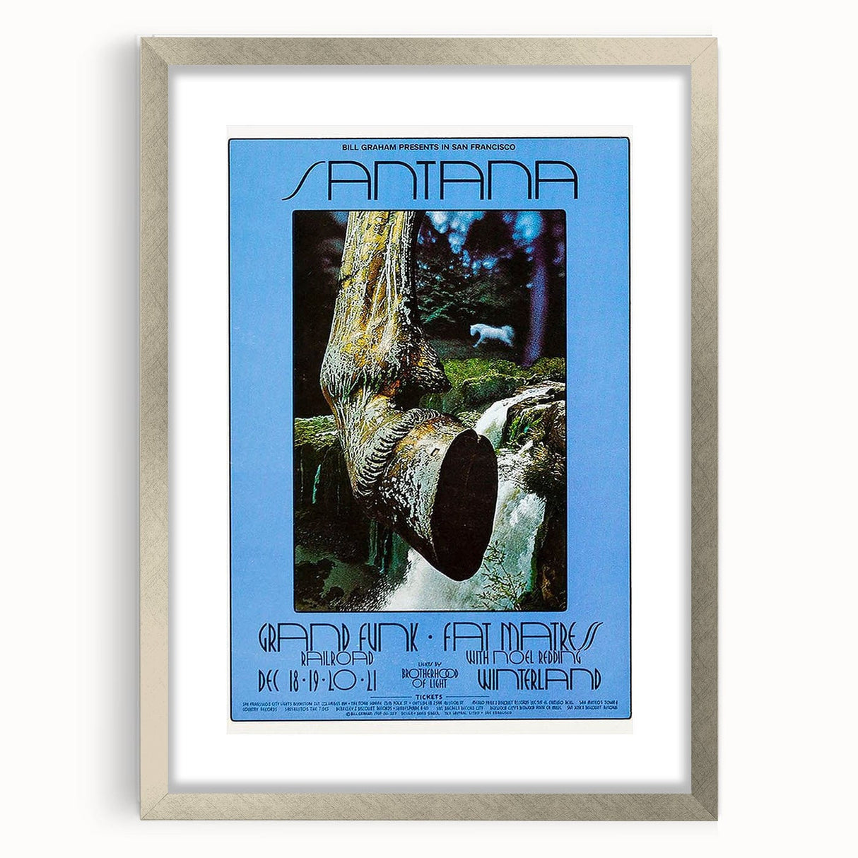 Santana 1970s Concert Poster - Grand Funk Railroad, Winterland