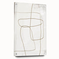 Abstract minimalist wall art displayed in a side view, showcasing vibrant colors and geometric shapes, secured with pins on a sleek acrylic glass surface. This modern design adds a touch of elegance to contemporary decor.