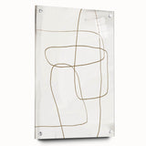 Abstract minimalist wall art displayed in a side view, showcasing vibrant colors and geometric shapes, secured with pins on a sleek acrylic glass surface. This modern design adds a touch of elegance to contemporary decor.