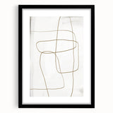 Abstract minimalist wall art featuring a black frame and mat, showcasing geometric patterns and soft colors, ideal for modern home decor or gallery wall displays.