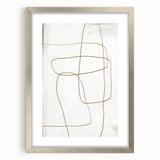 Abstract minimalist wall art framed in silver, showcasing a geometric design with soft pastel colors, ideal for modern home decor. Perfect for enhancing interior spaces.