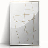 Framed acrylic wall art showcasing an abstract minimalist design in silver tones, perfect for modern home decor. Ideal for adding elegance to living spaces.