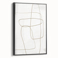 Framed abstract minimalist wall art featuring a black design on canvas, displayed in a stylish setting, ideal for modern home decor and artistic aesthetics.