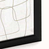Close-up view of framed abstract minimalist wall art featuring soft pastel colors and geometric shapes, ideal for modern home decor, enhancing aesthetic appeal.