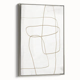 Framed minimalist wall art canvas in silver, showcasing an abstract design with soft curves and lines, perfect for modern home decor and artistic expression.