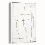 Framed minimalist wall art in abstract design showcasing soft white tones, viewed from the side, perfect for modern home decor or gallery settings.