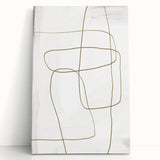 Abstract minimalist wall art featuring soft pastel colors and geometric shapes, displayed on a stretched canvas, leaning against a neutral wall. Ideal for modern home decor.