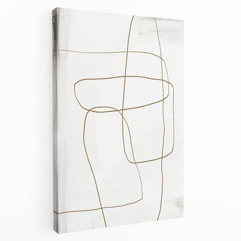 Abstract minimalist wall art on stretched canvas, showcasing a blend of soft pastel colors and geometric shapes, ideal for modern home decor.