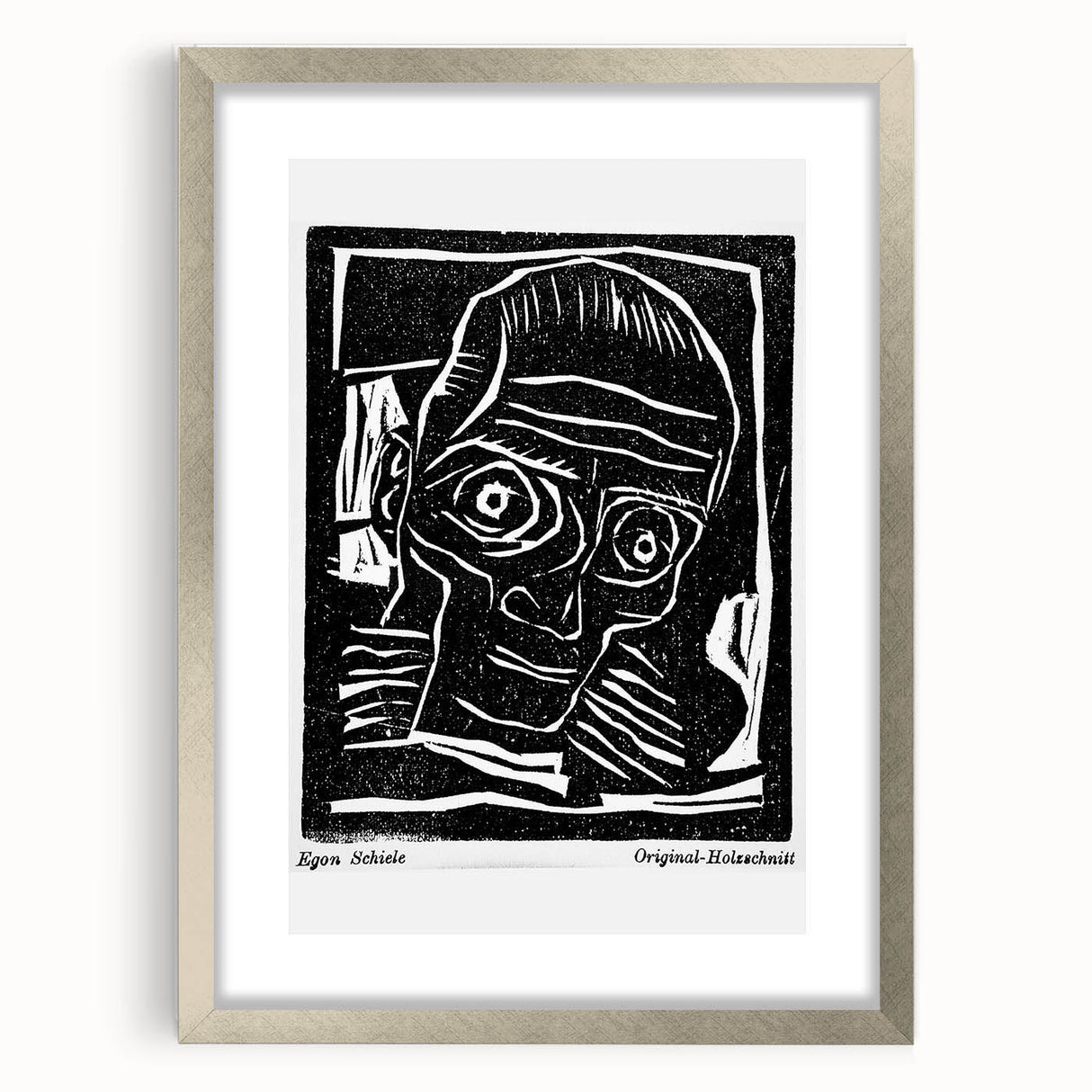 Vintage Expressionist Wall Art - Egon Schiele's Bold Woodcut Print