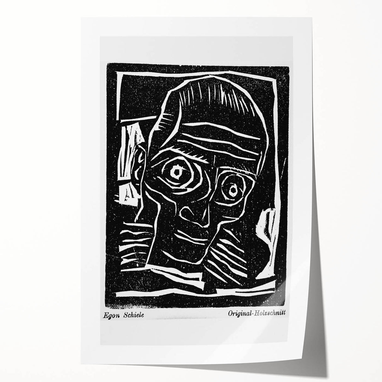 Vintage Expressionist Wall Art - Egon Schiele's Bold Woodcut Print