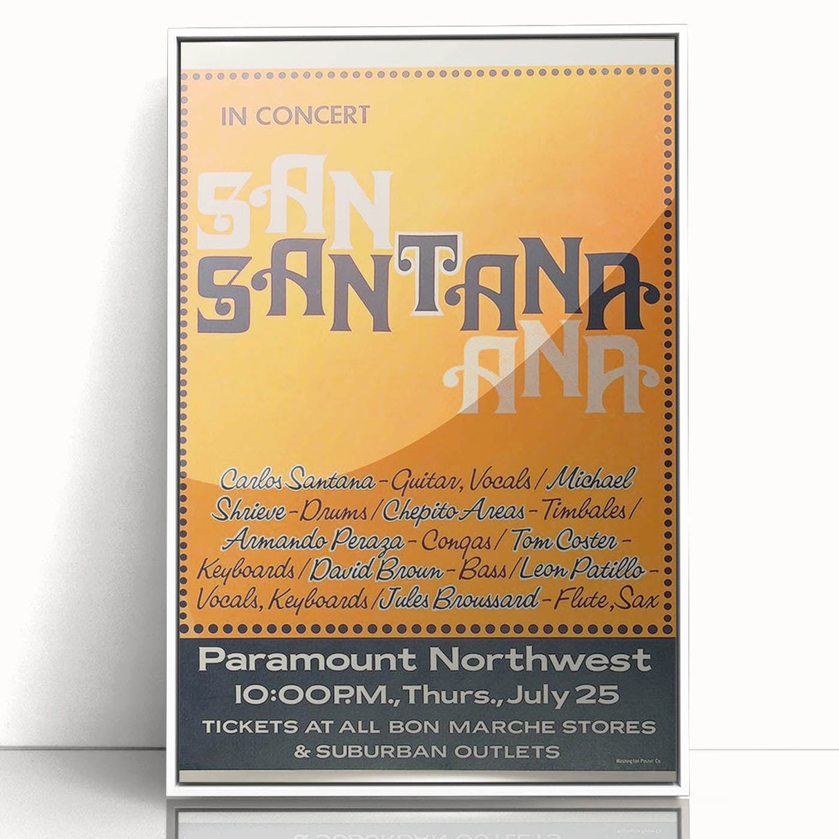 Santana 1970s Concert Poster - Paramount Northwest