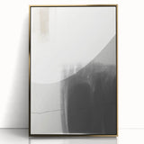 Framed abstract minimalist wall art featuring gold accents and a sleek acrylic finish, perfect for modern decor in living spaces or offices.
