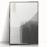 Framed abstract minimalist wall art in silver acrylic, showcasing a contemporary design with smooth lines and soft colors, ideal for modern decor settings.