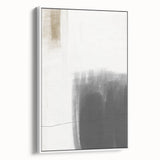 Abstract minimalist wall art in a white frame, showcasing subtle geometric patterns and soft color tones, ideal for contemporary home decor and artistic expression.