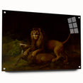Romanticism Art: "A Lion Attacking a Stag" Wildlife Canvas Print
