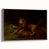 Romanticism Art: "A Lion Attacking a Stag" Wildlife Canvas Print