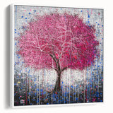 Vibrant Pink Tree Wall Art – Modern Canvas & Framed Print
