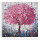 Vibrant Pink Tree Wall Art – Modern Canvas & Framed Print