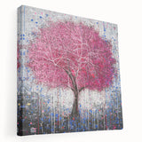 Vibrant Pink Tree Wall Art – Modern Canvas & Framed Print
