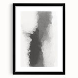 Abstract minimalist wall art framed in black with a white mat, showcasing geometric shapes and soft color tones, ideal for modern home decor.
