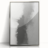 Framed abstract minimalist wall art in silver acrylic, showcasing a contemporary design with geometric patterns, perfect for modern home decor.