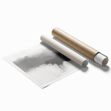 Abstract minimalist wall art print showcasing soft pastel colors and geometric shapes, elegantly rolled and packaged in a protective tube for display or gifting.