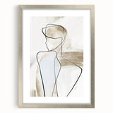 Minimalist abstract wall art framed with a silver mat, showcasing a modern design ideal for contemporary decor, enhancing any living space aesthetic.