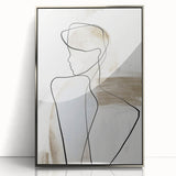 Framed acrylic wall art with an abstract minimalist design, featuring soft silver tones and clean lines, ideal for modern home decor and art enthusiasts.