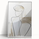 Framed abstract minimalist wall art featuring a sleek white acrylic design, showcasing geometric shapes and soft color gradients, perfect for modern home decor.