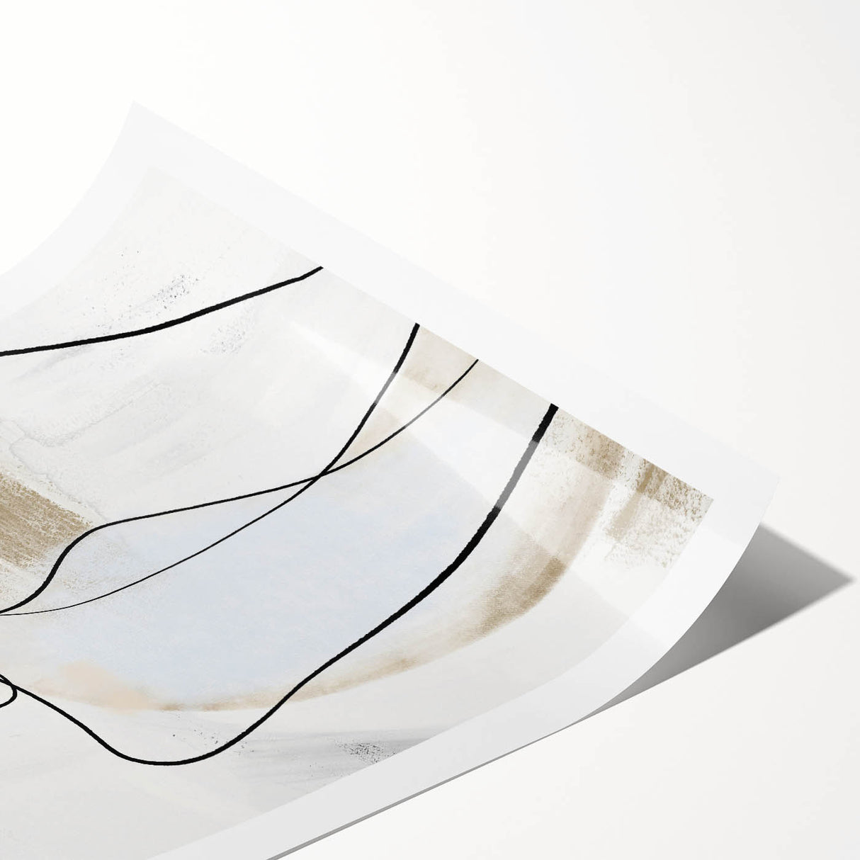 Abstract minimalist wall art print showcasing soft pastel colors and geometric shapes, rolled and ready for framing, enhancing modern decor aesthetics.
