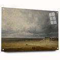 Romanticism Art: "Plowed Field and Village" Landscape Canvas Print