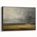 Romanticism Art: "Plowed Field and Village" Landscape Canvas Print