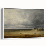 Romanticism Art: "Plowed Field and Village" Landscape Canvas Print