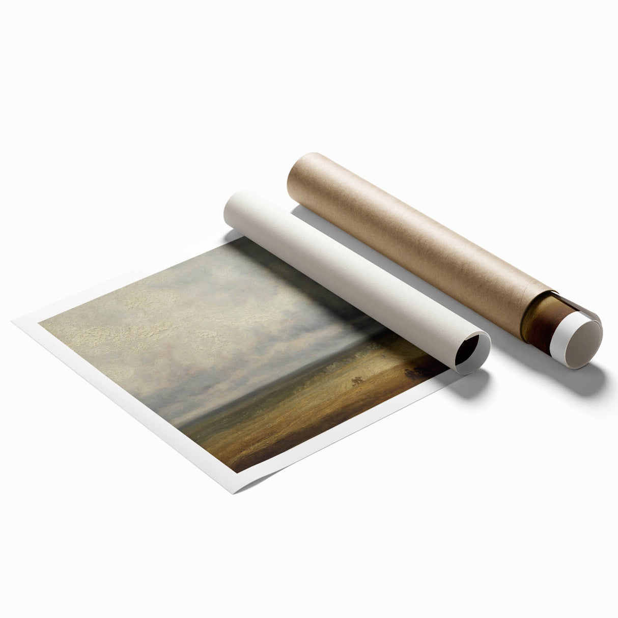 Romanticism Art: "Plowed Field and Village" Landscape Canvas Print