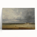 Romanticism Art: "Plowed Field and Village" Landscape Canvas Print
