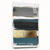 Abstract minimalist acrylic glass artwork displayed in a side view, showcasing smooth edges and a vibrant color palette, perfect for modern decor.