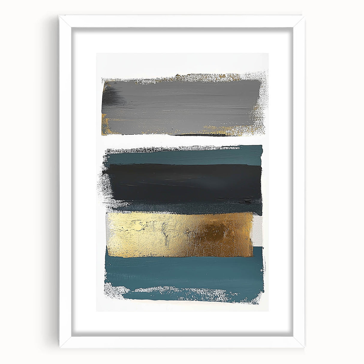 Minimalist white-framed abstract artwork with a mat, showcasing smooth lines and soft colors, ideal for modern home decor or office spaces.