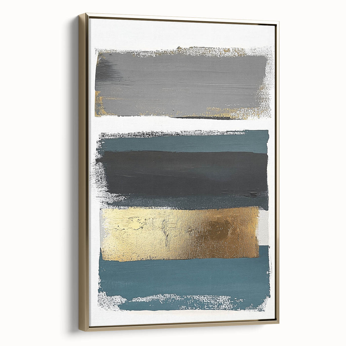 Framed minimalist abstract canvas art in gold tones, showcasing elegant geometric designs. Perfect for modern interior decor, adding sophistication to any space.