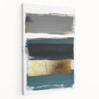 Abstract minimalist stretched canvas artwork showcasing a modern design with soft pastel colors, viewed from the side, ideal for contemporary interior decor.