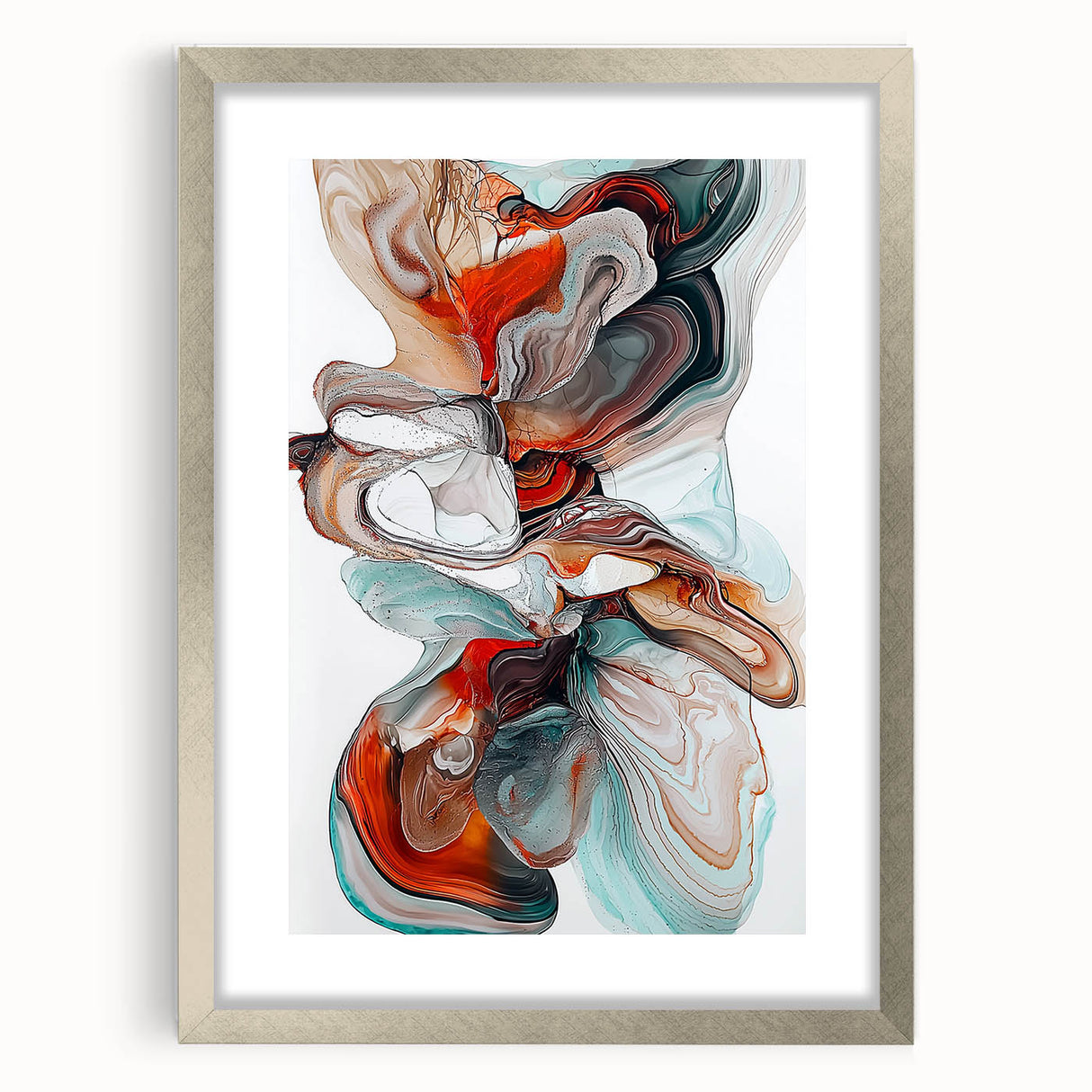 Minimalist silver-framed abstract artwork featuring subtle geometric patterns, ideal for modern home decor, displayed against a neutral background. Perfect for enhancing contemporary living spaces.