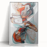 Framed minimalist abstract artwork with a white background, showcasing elegant geometric shapes in soft pastel colors, perfect for modern home décor.