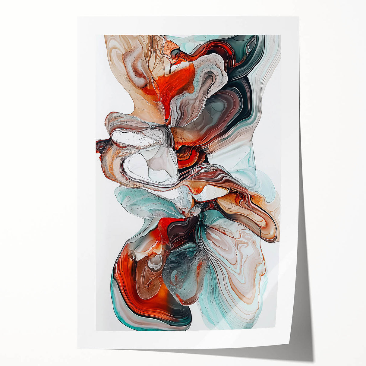 Abstract minimalist rolled print featuring soft pastel colors and geometric shapes, ideal for modern home decor. Packaged securely in a protective cardboard tube for safe delivery.